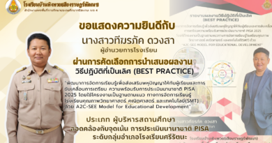 ขอแสดงความยินดีกับผู้บริหารและคณะครู ที่ผ่านการคัดเลือกการนำเสนอผลงาน วิธีปฏิบัติที่เป็นเลิศ (BEST PRACTICE)