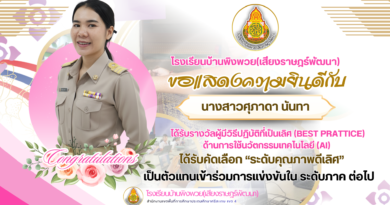 โรงเรียนบ้านพิงพวย (เสียงราษฎร์พัฒนา) ขอแสดงความยินดีกับ นางสาวศุภาดา นันทา ที่ได้รับรางวัลผู้มีวิธีปฏิบัติที่เป็นเลิศ (BEST PRACTICE) ด้านการใช้นวัตกรรมเทคโนโลยี (AI) โดยได้รับการคัดเลือกให้อยู่ใน “ระดับคุณภาพดีเลิศ”